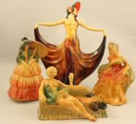 Four Wade cellulose glazed figures of Midnight, Sunshine, Pavlova and Pompadour, c.1947, all