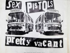 The Sex Pistols: A promotional poster for 'Pretty Vacant', printed in black and white and