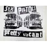 The Sex Pistols: A promotional poster for 'Pretty Vacant', printed in black and white and