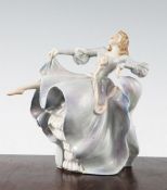 A rare Wade Art Deco underglaze porcelain figure of Fay, c.1938, hand inscribed blue Wade England