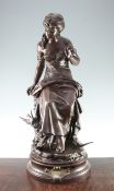 Auguste Louis Mathurin Moreau (French, 1834-1917). A large patinated bronze, 'Retour des