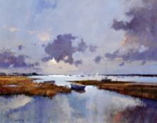 Peter Wileman (1946-)oil on board,On the River Alde,signed,18.5 x 23.5in.