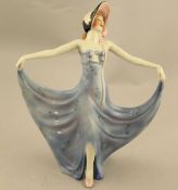 A rare Wade underglaze porcelain figure of Pavlova, c.1938, blue hand inscribed Wade England and