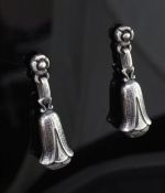 A pair of modern Georg Jensen sterling silver 2007 Heritage Collection bluebell design drop