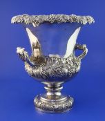 An 19th century Sheffield Plate Campana shaped two handled wine cooler, decorated with bands of