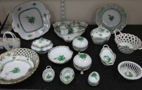 Twenty six pieces of Herend Chinese Bouquet Green pattern table and ornamental wares, including a