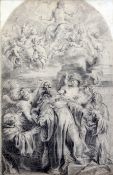 Old Masterpencil on paper,Saint and Christ in majesty,18.5 x 11.75in.