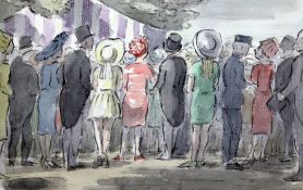 § Edward Ardizzone RA (1900-1979)ink and watercolour,'Here Comes the Queen' The Royal Garden Party