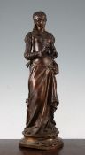 After Adrien-Etienne Gaudez (French 1845-1902), a bronze figure, 'Marguerite', 16ins high