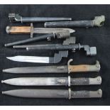 A German WWII K98 bayonet, by Euf Horster, with 10 inch blade and steel scabbard, together with