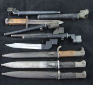 A German WWII K98 bayonet, by Euf Horster, with 10 inch blade and steel scabbard, together with