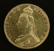 A Victoria Jubilee head 1887 £5 gold coin, (EF).