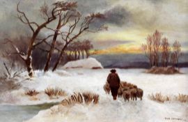 Tom Campbell (Exh. 1901-1940)oil on canvas board,'Homeward Bound',signed and dated '03,11 x 17in.