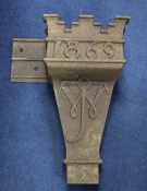 A Victorian gothic cast iron rain hopper, dated 1869, with the monogram JW