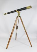 A large brass and leather covered telescope by H.Hughes & Son, no.454/3404, marked H. Hughes &