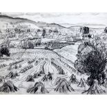 Dame Laura Knight RA (1877-1970)charcoal drawing,View near the Malvern Hills,initialled,11 x 15in.