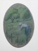 Julie Gonzalez (1876-1942)pastel on paper,Paysanne dans un prairie, c.1919-20,Connaught Brown