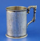 A mid 19th century Indian Colonial silver christening mug by Peter Nicholas Orr, with acanthus