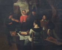 Flemish Schooloil on canvas,Musician and onlookers around the table,15.5 x 19.5in.