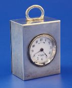 An early 20th century French 950 standard silver alarm carriage clock, of rectangular form, the case