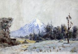 Henry Morland Gore (b.1864)oil on board,View of a snow capped mountain, New Zealand,signed in