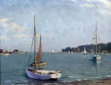 Leslie Kent (1890-1980)oil on canvas,'In Bembridge Harbour',signed,16 x 20in.