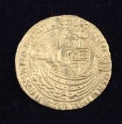 An Edward III gold half noble, pre-Treaty period 1356-61, mm. cross 3, near VF, crease and