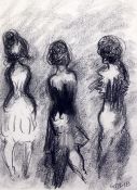 Henryk Gotlib (1890-1966)pencil on paper,Three Girls, Lerichi, 1963,signed, catalogue no.747,