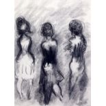 Henryk Gotlib (1890-1966)pencil on paper,Three Girls, Lerichi, 1963,signed, catalogue no.747,