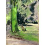 Ker Xavier Roussel (1867-1944)pastel on paper,'Lecture dans le park',signed,11.25 x 8.5in.