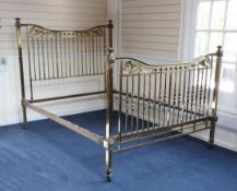 A Victorian lacquered brass bed, with acanthus leaf and C scroll decoration, with baluster turned