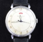 A gentleman's 1950's stainless steel Jaeger Le Coultre powermatic wrist watch, with Arabic