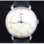 A gentleman's 1950's stainless steel Jaeger Le Coultre powermatic wrist watch, with Arabic