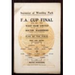 First Wembley FA cup final unofficial programme 1923, West Ham United v Bolton Wanderers,