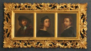 Old Master3 oils on canvas,Portraits after Van Dyke, Raphael and Rembrandt,8.5 x 7in., in a single