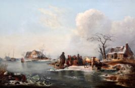 Wilhelm Alexander Meyerheim (1815-1882)oil on canvas,'The Frozen Pond',signed,16 x 24in.