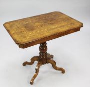 A 19th century North Italian Rolo marquetry inlaid occasional table, the clip cornered rectangular