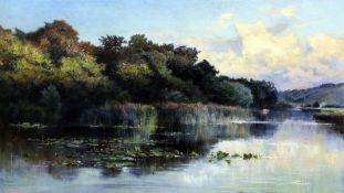 Keeley Halswelle ARSA (1832-1891)oil on canvas,Setting sun from Cleeve Loch, (sold as Sunset on