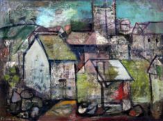 Colin Sealy (1891-1964)oil on canvas,Cornish village,signed,18 x 24in.