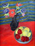 § Eardley Knollys (1902-1991)oil on canvas,Still life with flowers and fruit,signed,26 x 20in.