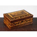 A Tunbridge ware rosewood 'Glena Cottage' jewellery box, 8.25in.