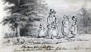 John Nixon (c.1750-1818)ink and wash,A poor man and his children, Salt Hill 1794,Abbott & Holder