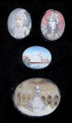 19th century Indian School4 oils on ivory,Miniatures of a nobleman and princess, and views of a