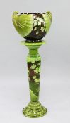 A Bretby two handled jardiniere and stand, late 19th century, the jardiniere based on a