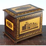 A Tunbridge ware rosewood 'Eridge Castle' gaugework and mosaic cabinet, 6.5in.