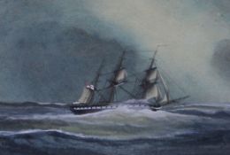 William Frederick Mitchell (1845-1914)watercolour,HMS Norfolk,signed and dated 1903,4 x 6in.