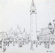Albert Marquet (1875-1947)pair of pen and ink drawings,Hotel Kovalis, c.1932 and Piazza San Marco,
