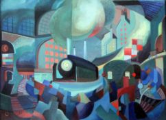 § Henri Therme (1910-1971)oil on canvas,'Une scene de la gare' c.1948,signed,20 x 26in.Henri