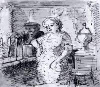 Edward Ardizzone RA (1900-1979)pen and ink,The Barmaid, 1949,initialled, Abbott & Holder labels
