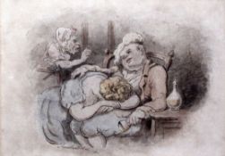 After Thomas Rowlandson (1756-1827),ink and watercolour,'The Drunkard',signed,8 x 11.75in.